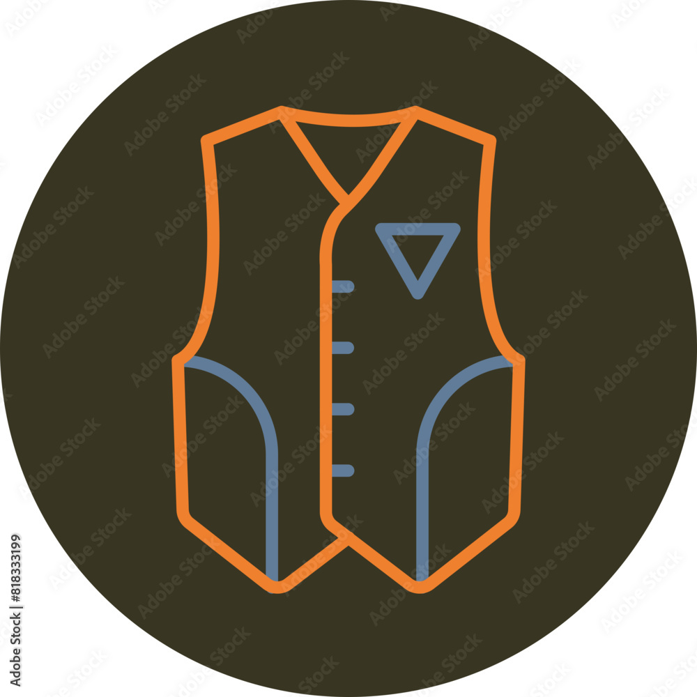 Vest Suit Line Two Color Circle Icon Vest Suit Line Two Color Circle Icon