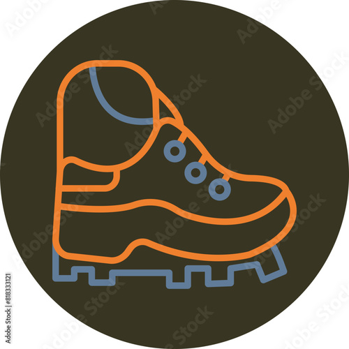 Hiker Line Two Color Circle Icon