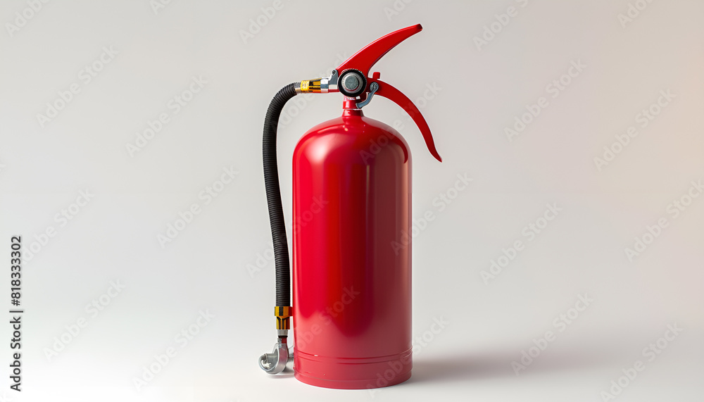 Obraz premium One red fire extinguisher on white background