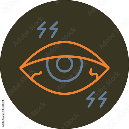 Painful Eye Line Two Color Circle Icon