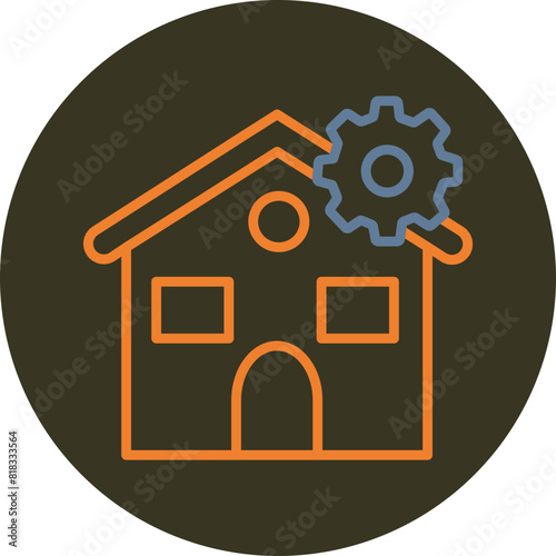 Home Line Two Color Circle Icon