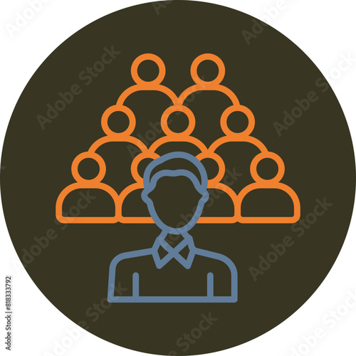 Crowd Line Two Color Circle Icon