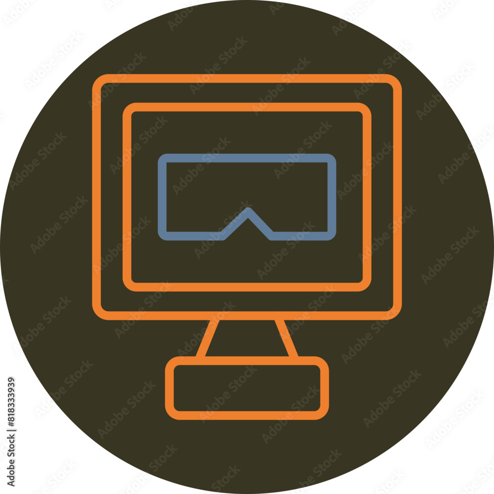 Television Line Two Color Circle Icon Television Line Two Color Circle Icon