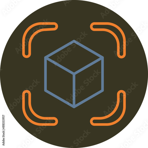 Cube Line Two Color Circle Icon