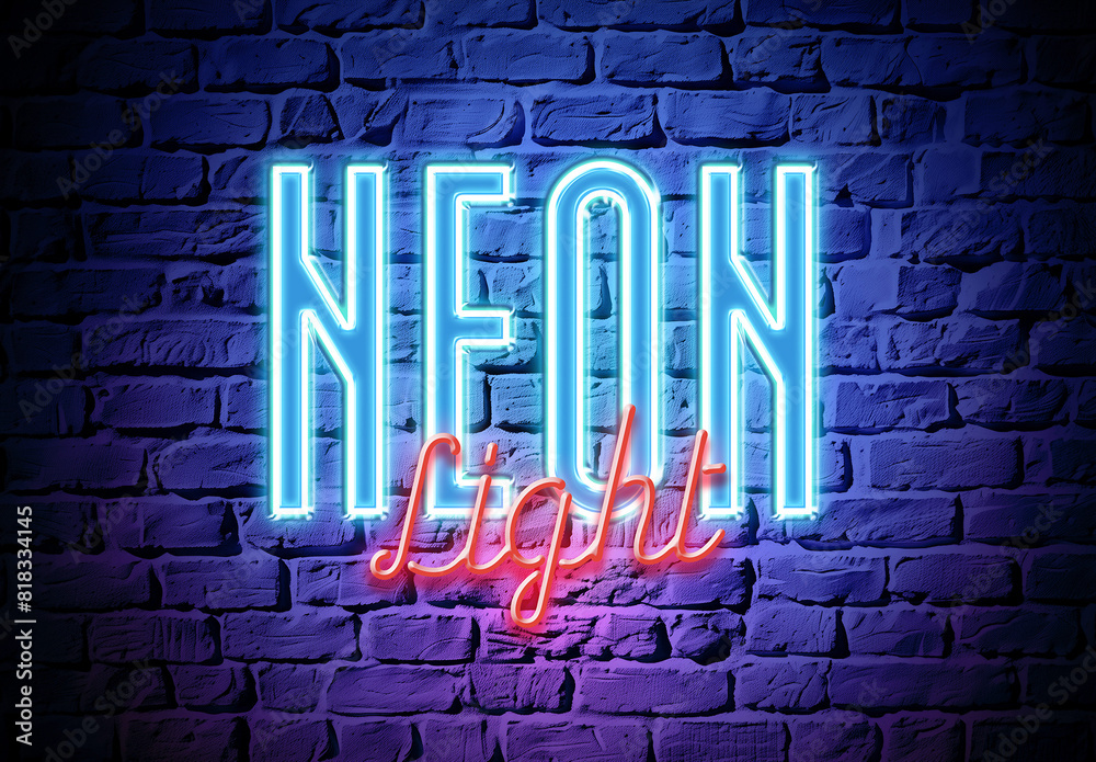 Text Effect Neon Light With Generative AI Stock Template | Adobe Stock