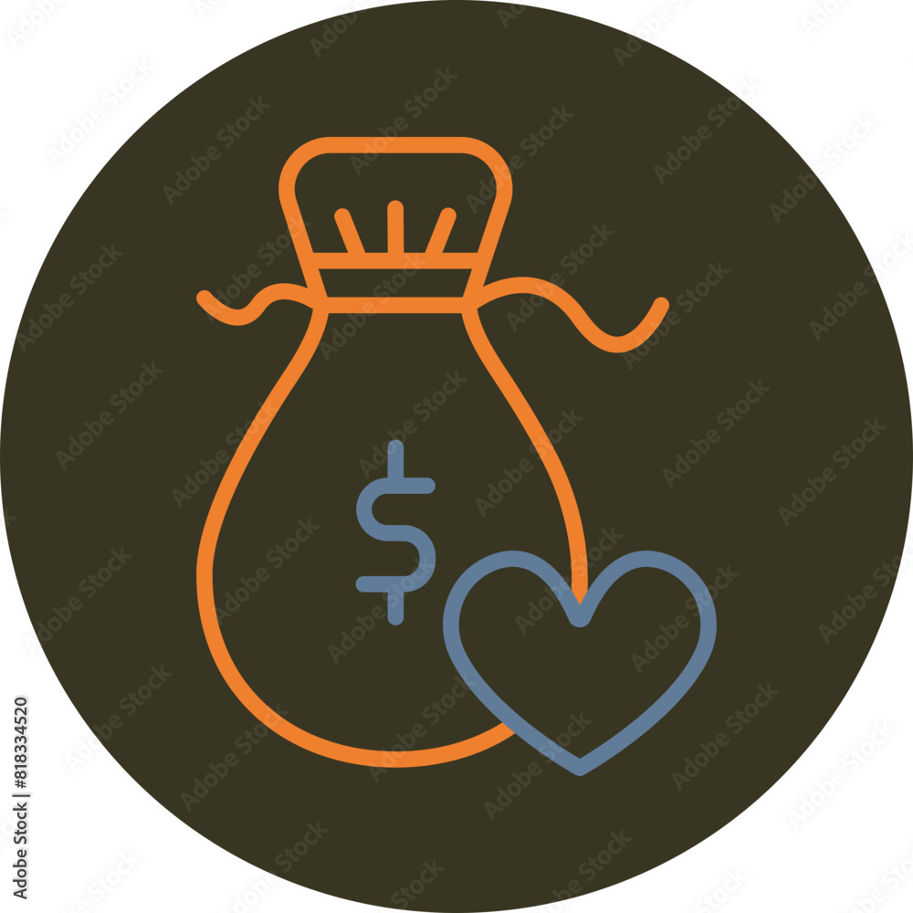 Money Bag Line Two Color Circle Icon Money Bag Line Two Color Circle Icon