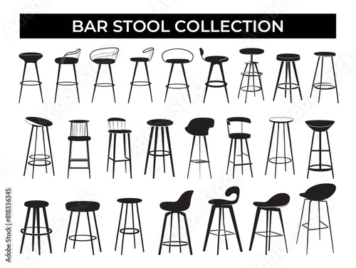 Varied Bar Stool Collection in Modern Furniture Showroom