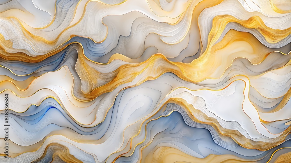Obraz premium Golden luxurious background with golden texture, white, blue sandstone texture. The background is made of an abstract marble slab. Artistic and graphic background