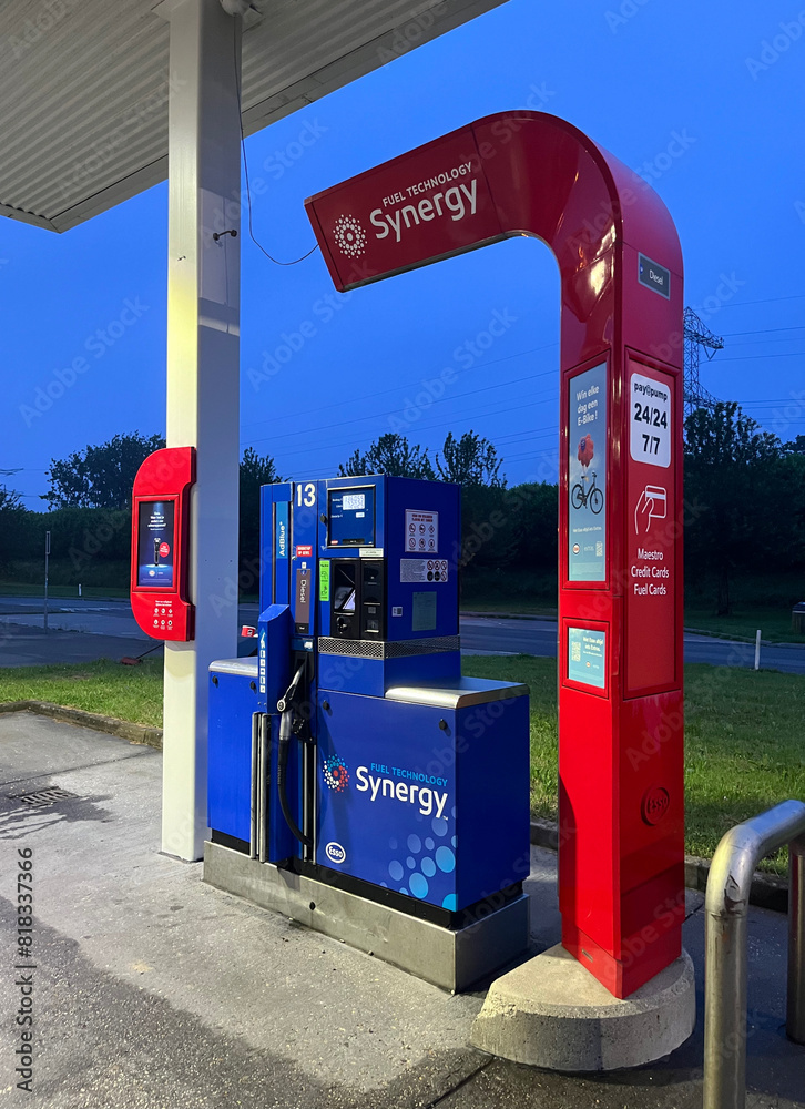 Netherlands - 05.17.2024: Adblue refill at Esso gas station. AdBlue is ...