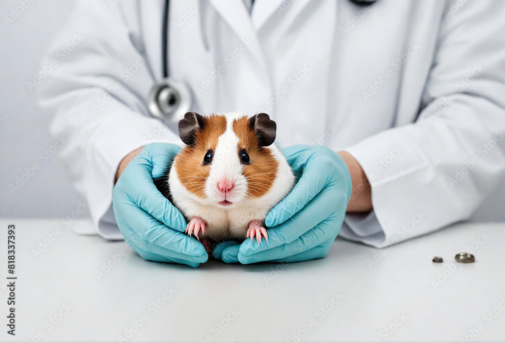 hamster in hands of a vet hamster in hands of a vet