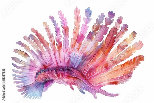 Crinoid   Pastel-colored  in hand-drawn style  watercolor  isolated on white background