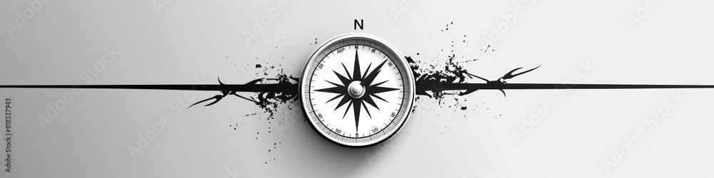Minimalistic Compass A Guide to True North in Sleek Black and White