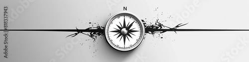 Minimalistic Compass A Guide to True North in Sleek Black and White photo