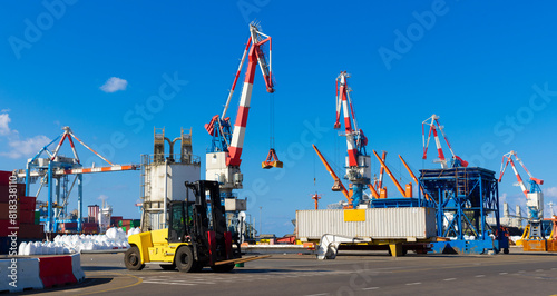 Forklift  in Port facilities, Container terminal in Ashdod, Israel