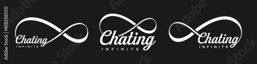 chating Infinity logo design, wordmark chating with Infinity icon combination, vector illustration