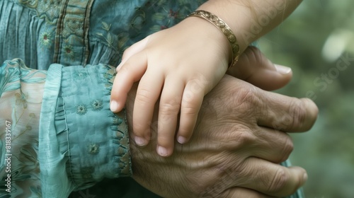 Little hand in old hand with love care