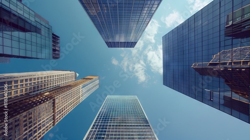 photo of skyscrapers taken from below