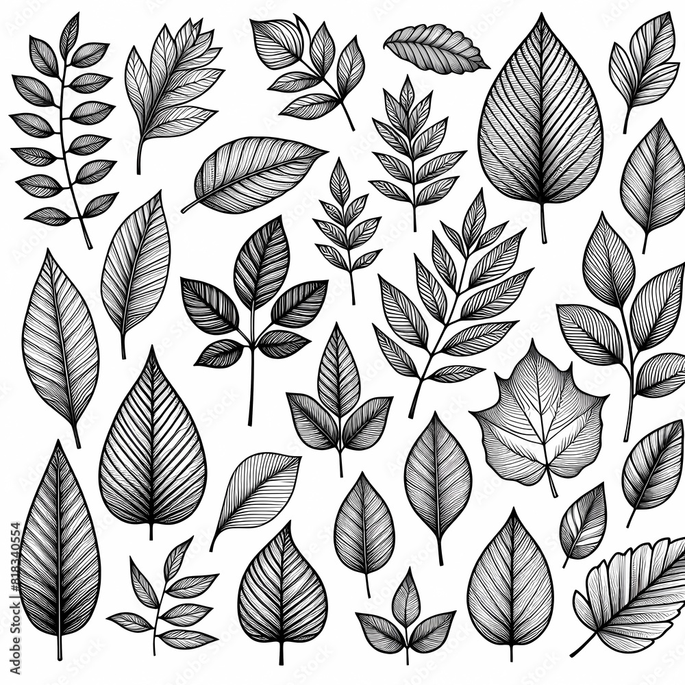 a collection of leaves and plants with the words leaves on them set of different leaves