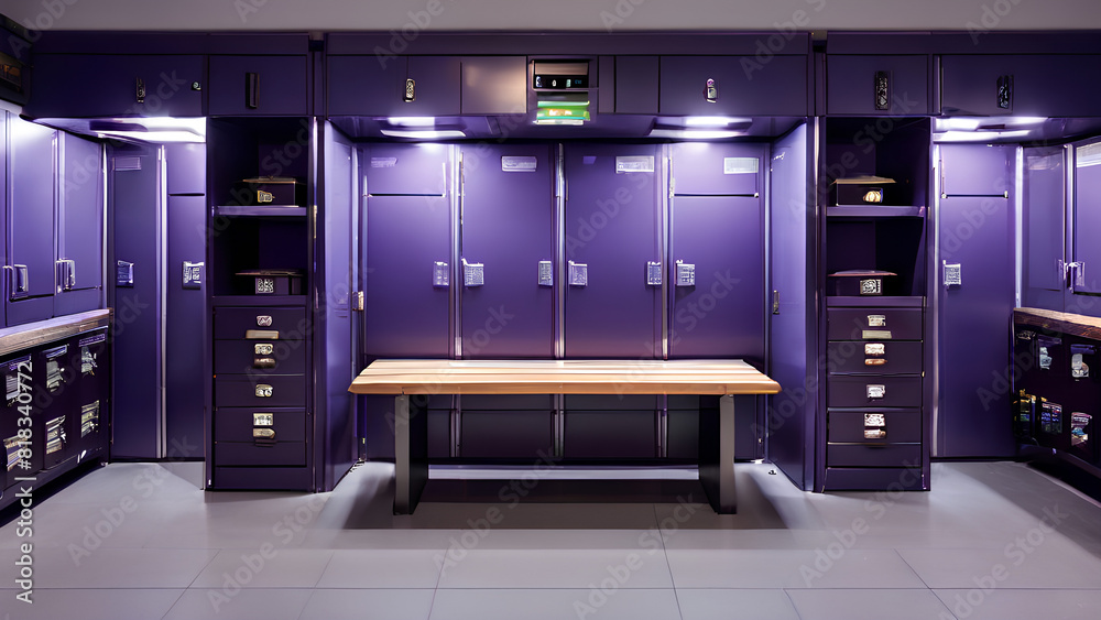 Royalty in the Locker Room - Purple Metal Lockers & Wooden Bench Combo Royalty in the Locker Room - Purple Metal Lockers & Wooden Bench Combo