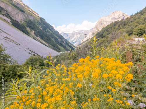 Randonnee crepuscule in the Vallee de Chaviere in Vanoise national park in France photo