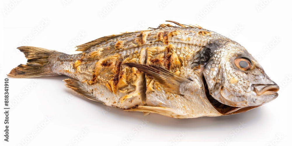 grilled dorada fish isolated on a white background grilled dorada fish isolated on a white background