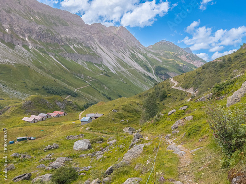 Randonnee crepuscule in the Vallee de Chaviere in Vanoise national park in France photo
