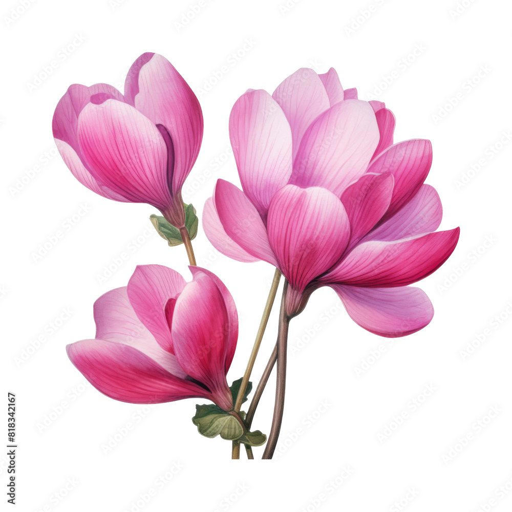 Cyclamen, Tropical Flower Illustration. Watercolor Style. AI Generated Cyclamen, Tropical Flower Illustration. Watercolor Style. AI Generated