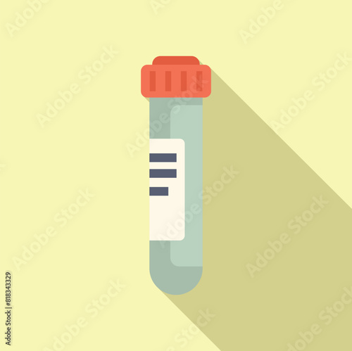 Flat design vector illustration of a vacutainer blood collection tube with shadow