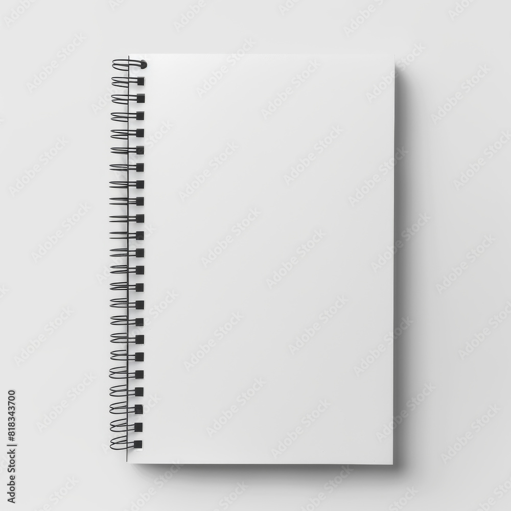 A spiral bound notebook with a white cover A spiral bound notebook with a white cover