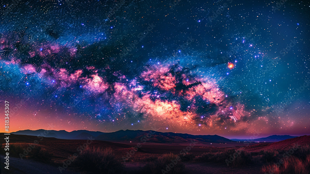Fototapeta premium Capturing the Splendor A Landscape Photo of a Colorful Space Galaxy in Stunning Detail