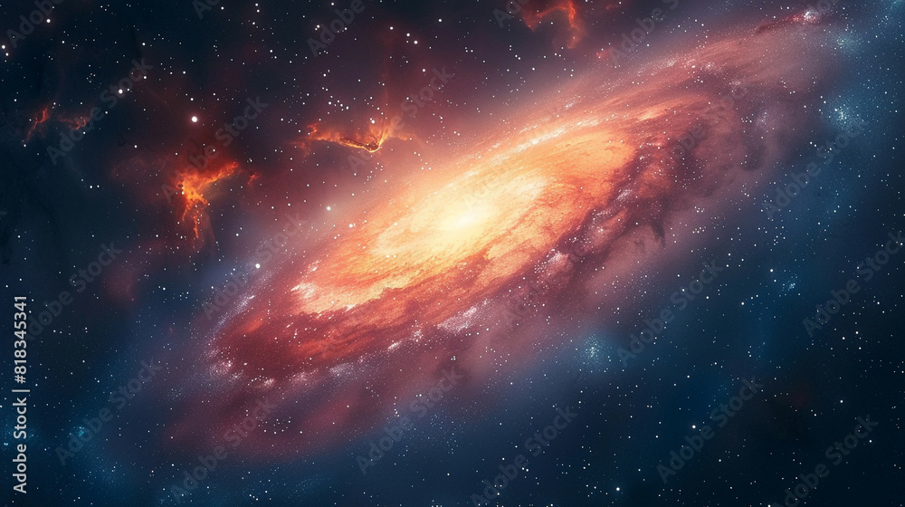 Fototapeta premium Capturing the Splendor A Landscape Photo of a Colorful Space Galaxy in Stunning Detail