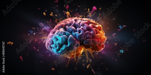 3d illustration of human brain neural connection. High quality photo.