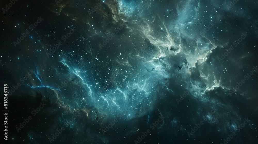 Fototapeta premium Nebula and Star Field: Exploring the Enigmatic Depths of Space Through Mesmerizing Astrophotography