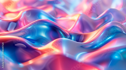 Wallpaper Mural Holographic 3D Wave Shaped Background in Vibrant Pink and Purple Hues, Creating an Abstract and Futuristic Wallpaper Torontodigital.ca