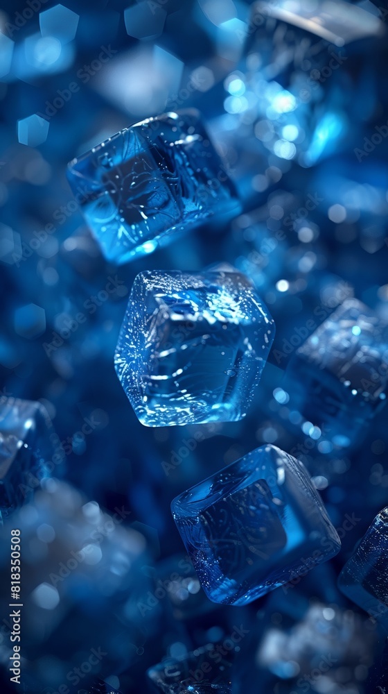 A blue backdrop featuring 3d cubes in a technology concept background with glowing lights. A blue backdrop featuring 3d cubes in a technology concept background with glowing lights.