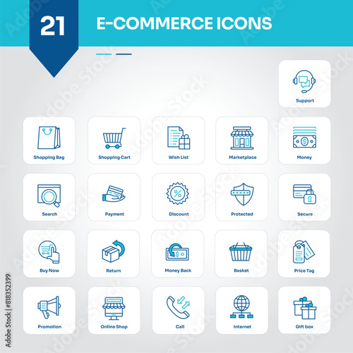 E-commerce Icons Collection Dynamic Set of Cart, Shop, Buy, Sale, Store, Online, Payment, Checkout, Retail, Product - Editable Vector Icons © Atif