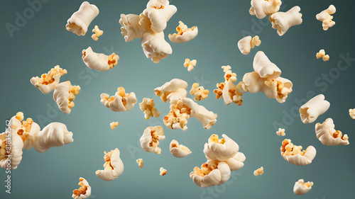 Popcorns flying on the background, Generative AI