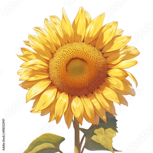 anime illustration of a sunflower  spring  sunflower  transparent png of a sunflower  flowers  yellow flowers