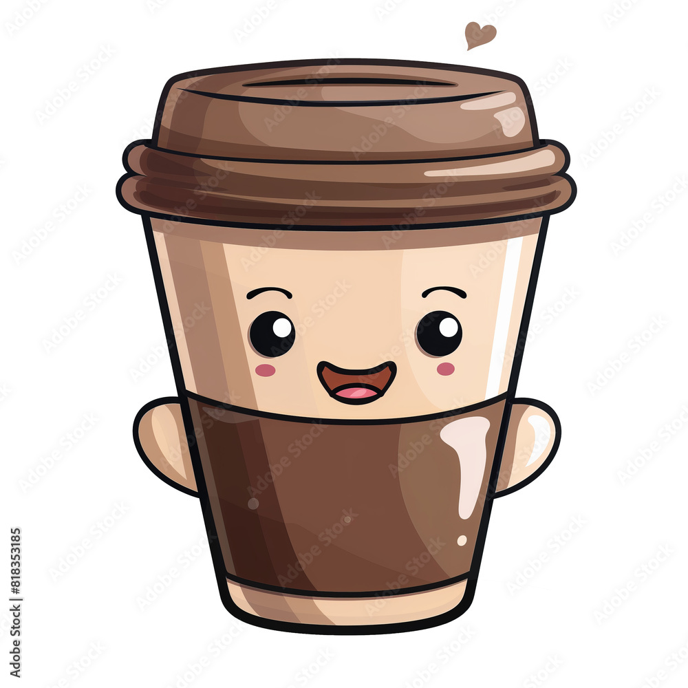 A cute and cheerful smiley face drawn on a coffee cup A cute and cheerful smiley face drawn on a coffee cup