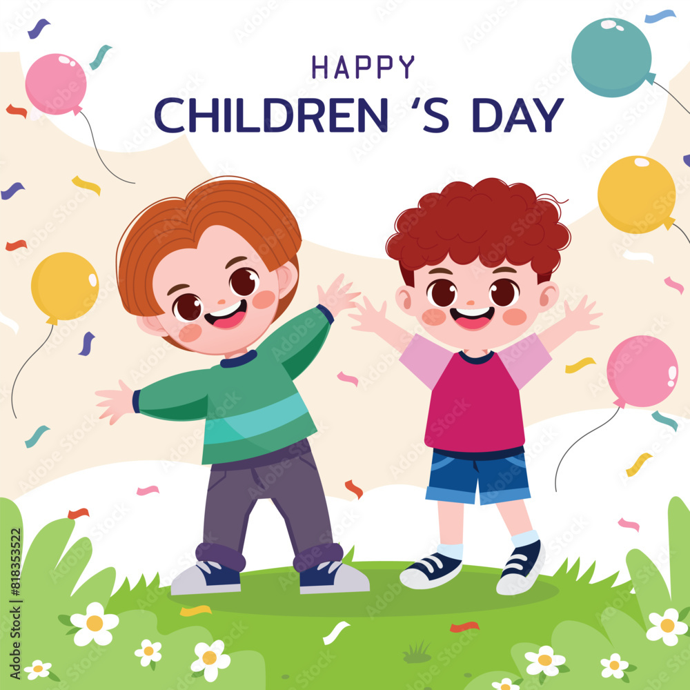 Hand drawn flat world children's day illustration Hand drawn flat world children's day illustration