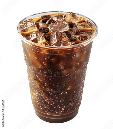 Refreshing Cup of Iced Coffee With Ice Cubes