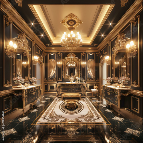 Luxurious Bathroom Styled with an Opulent Vanity in 3D Render © Sekai