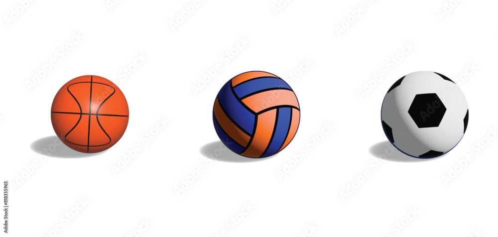 3D design of Football, volleyball and basketball 3D design of Football, volleyball and basketball