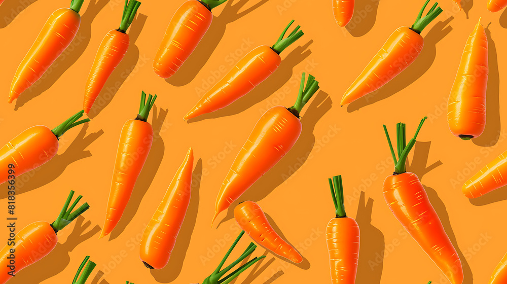 Flat cartoon style Design Carrot Icon Background - Seamless tile. Endless and repeat print.