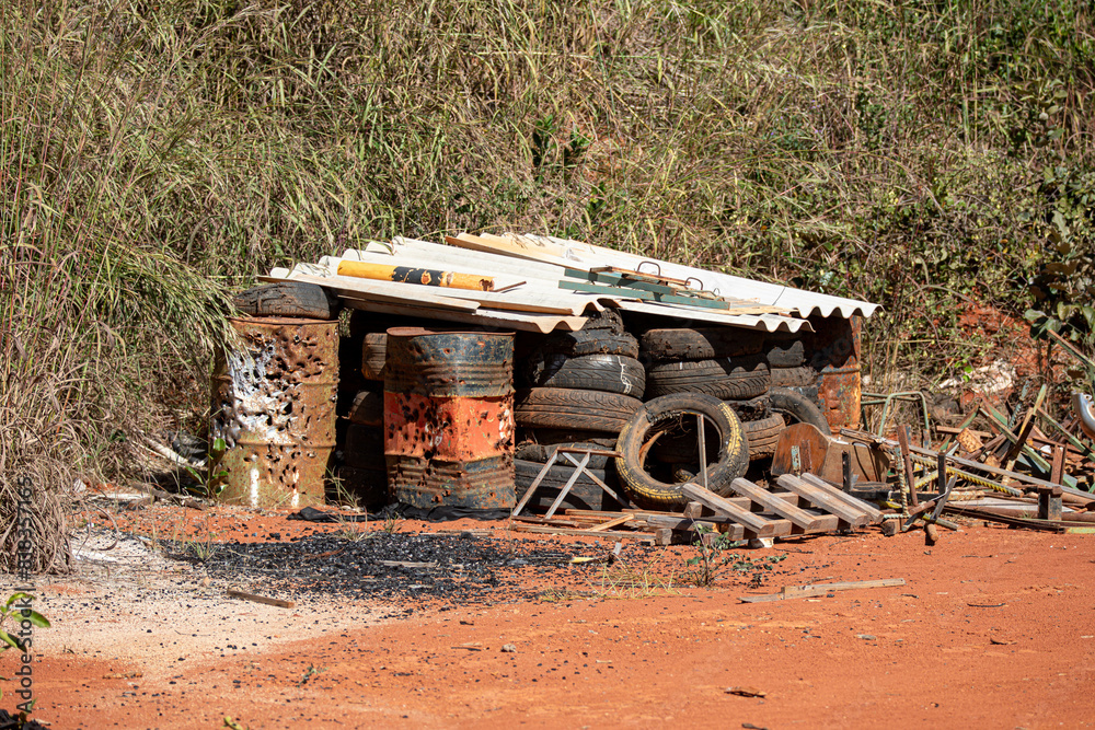 Obraz premium Old drums with shot perforation