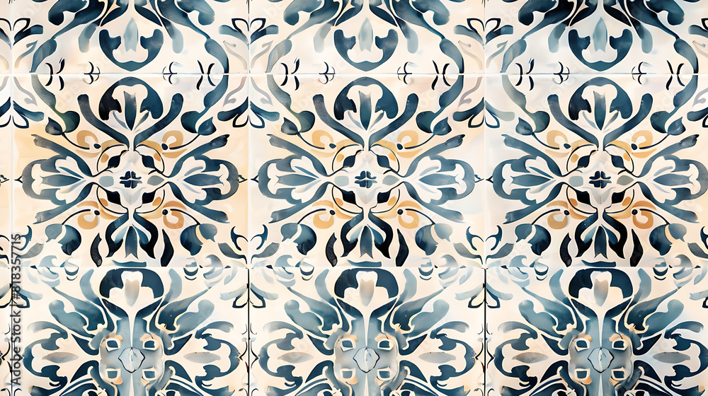 Fototapeta premium Abstract blue tile - Seamless tile. Endless and repeat print.