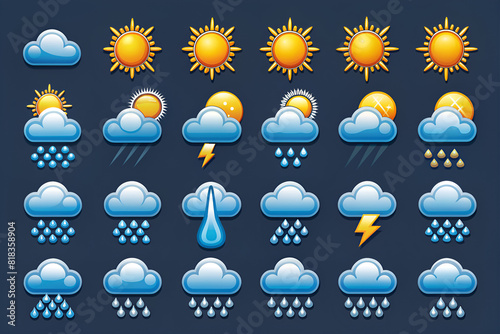 vector set of different weather icons with different color elements