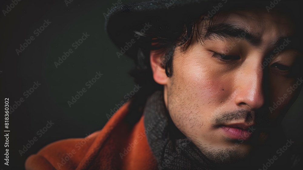 Fototapeta premium 目を閉じる日本人男性