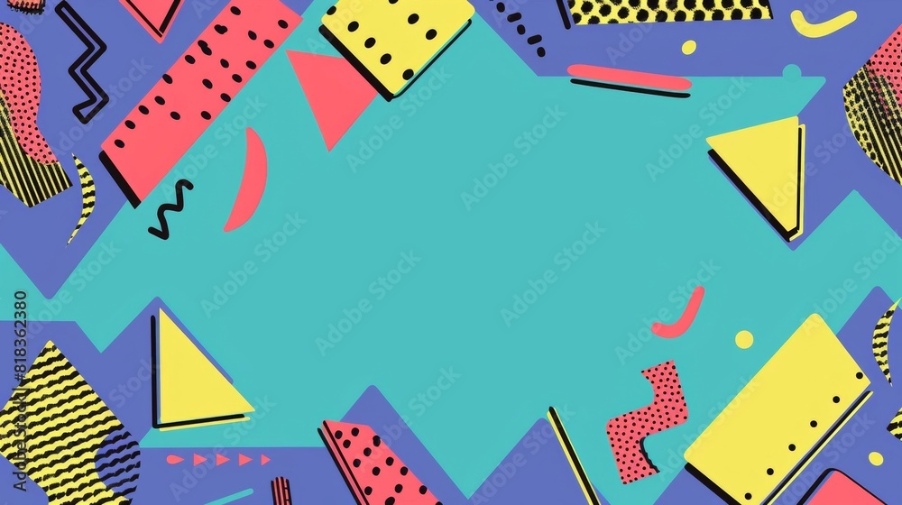 90's Style Bell Tones Design with Saved Copy Space - Make The Party Invites Pop with Colorful Flair! - Memphis pattern background 90's Style Bell Tones Design with Saved Copy Space - Make The Party Invites Pop with Colorful Flair! - Memphis pattern background