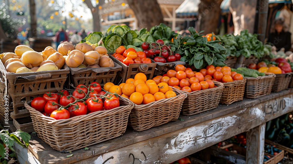 Fresh Farmer's Market Produce Display - Generative AI Fresh Farmer's Market Produce Display - Generative AI